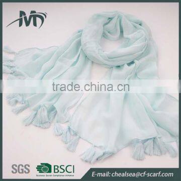 Viscose Viscose Scarf Women Tassels Multi-color Silk Scarf photo-3