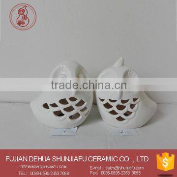 Cute white miniature couple owl figurine ceramic wholesale