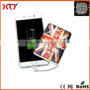 OEM 2500mah power bank with built-in cable super slim promotion gift power bank