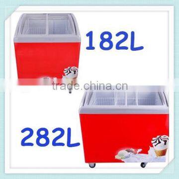 small glass lid curved top glass door chest deep freezer ice cream display freezer