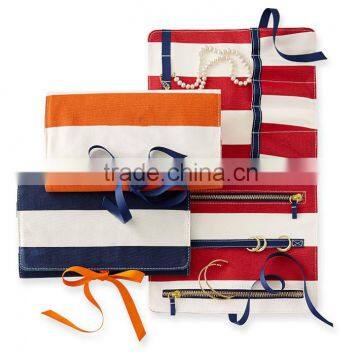 Travel cotton canvas Jewelry roll gift bag case