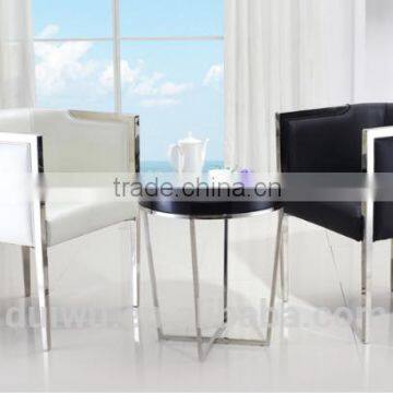 2016 simple round wooden material stainless steel table