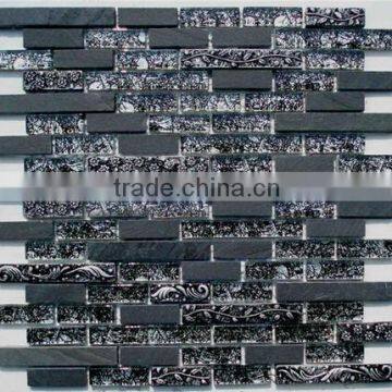 glass mix stone mosaic tile of indoor(PMGSA076)