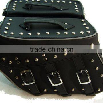 Silver Star Black Leather Studded Royal Star Saddlebags Bags photo-2