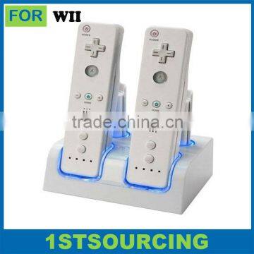 For Wii Remote Dual Charger Station with 4 Recharger Bettery