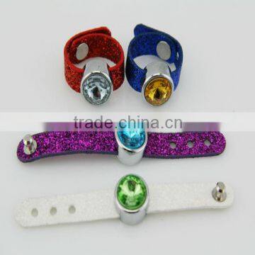 DIY PU leather crystal charm ring, rings jewelry -ZC0002