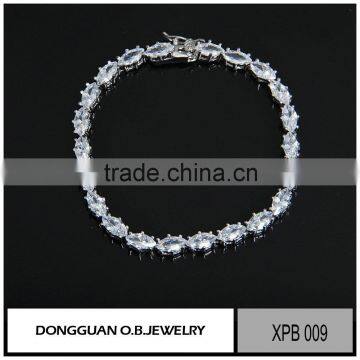 custom women bracelet, 925 silver zircon chain bracelet