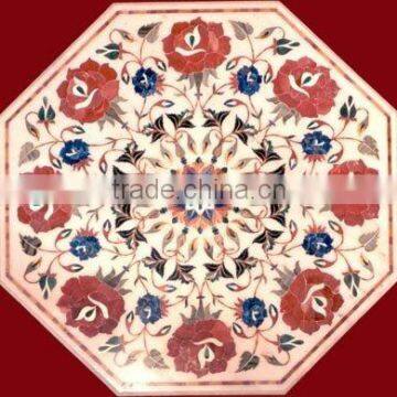 Marble Stone Inlay Octagonal Shape Table Top