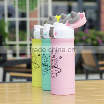 High quality stainless steel double wall 350ml vacuum flask with cup