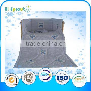 Patchwork Embroidery Baby Bedding Set Blue Nice