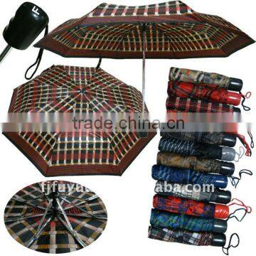 3 folding beautiful check design mini umbrella