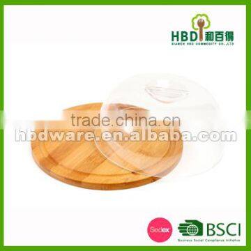 Hot selling bamboo cheese board with plastic dome