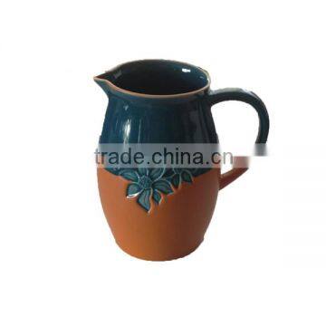Flower Design Wholesale Glazed Terracotta Milk Pitcher