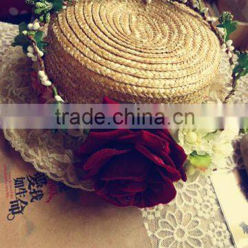 Big Artificial Red Rose Flower Head Wreath Wedding Flower Garland