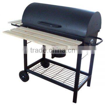 Drum barrel side-table trolley charcoal barbecue grill