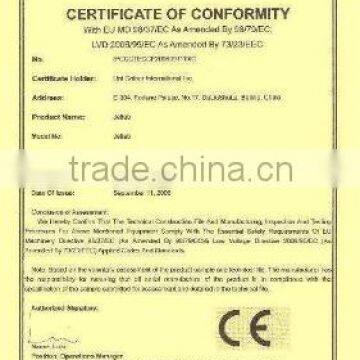 CE Certicate of Conformity