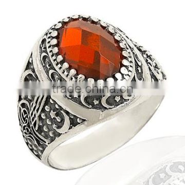 925K Sterling Silver Ottoman Tugra Moonstar Men Ring