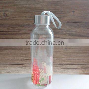 Sports glass bottle with printing