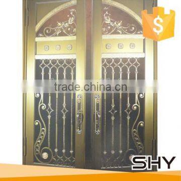 Interior entry door with wrought iron and glass