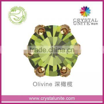 Crystal Unite Lead Free Chaton in Crown Setting, Olivine