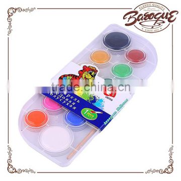 High quality 12pcs solid powder water color cake airbrush paint for kids,tempera kids paint powder watercolor in plastic box