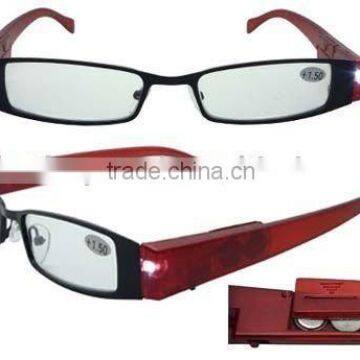 Combination LED reading glasses,stainless steel frame with PC temple(BRM2822)