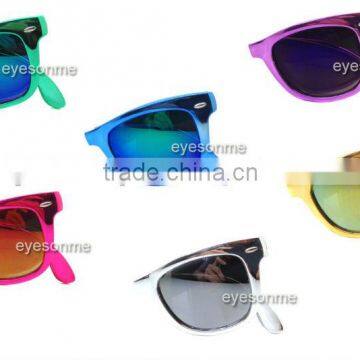 2014 New Style Promotion sunglasses with zip case foldable design matellic plating color Folding Sunglasses