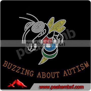 Beautiful Buzzing About Autism Bling Bee Custom Rhinestone Motif