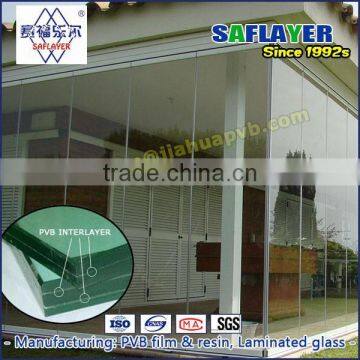 tempered Laminated glass with PVB film for shower door