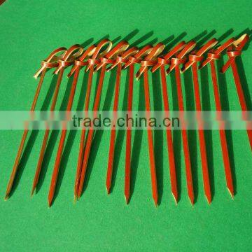 Stamp-printed bamboo skewer with flower knot sticks wholesale