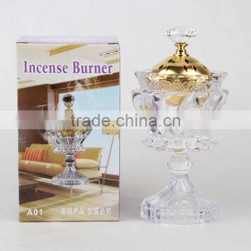 wholesale china decorative crystal incense glass burners diamond censer