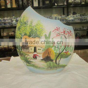 Ceramic Vase with Painted Landscapes