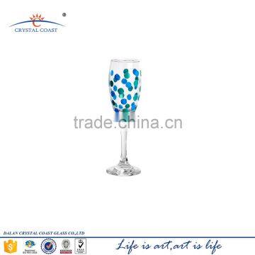 Hot Promotional hand blown color dots wine Glass Goblet