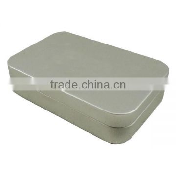 silvery rectangular tea can