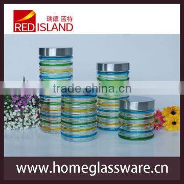 wholesale 4 size Glass jars with stainless steel lid for food storage