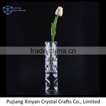 Factory supplier newest clear carved crystal glass flower vase