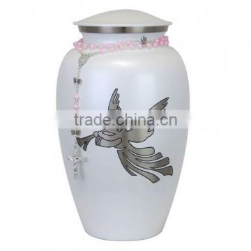 Brass White Urns With Angel Handling Flute