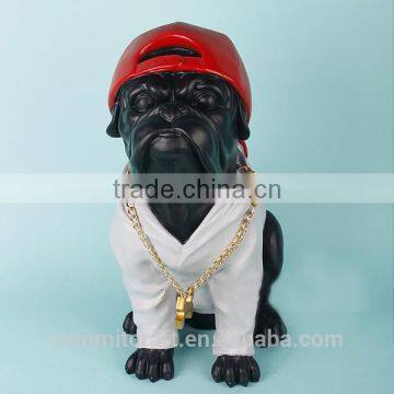 Fashion hip-hop style resin black engligh bulldogs statue for sale