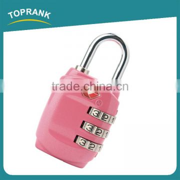 Toprank Factory Directly Sale Colorful Zinc Alloy TSA Safty Luggage Combination Padlock Travel Suitcase Luggage 3-Dial TSA Lock