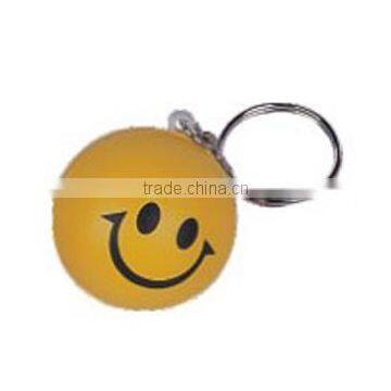 PU smile face keychain/stress reliever printed face keychain/anti stress printed ball keyring