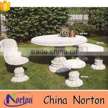 white natural marble outdoor stone tables and benches NTS-B175X