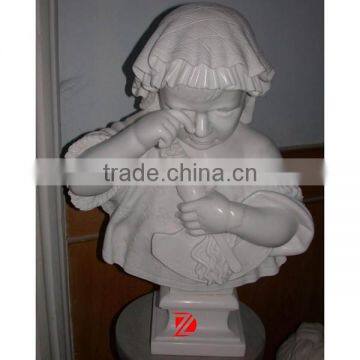 natural stone crying child bust sculpture