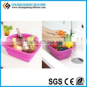 Foldable silicone food container, folding FDA grade case