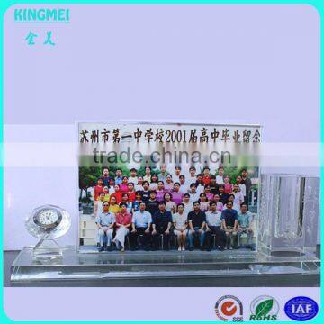 Photo Frame Engraved Crystal Office Pen Holder For Promotional Items