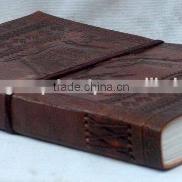 Handmade Vintage Strip Closer Camel Embossed Leather Diary photo-3