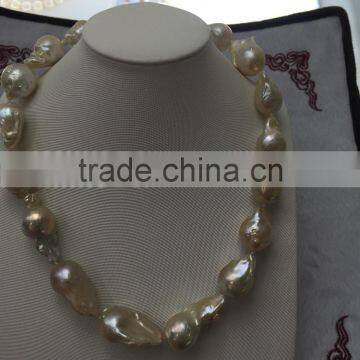 pink 15mm freshwater pearl necklace large baroque pearls