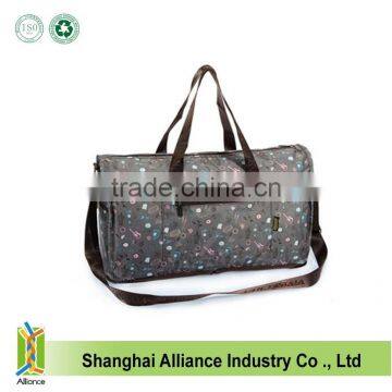 Promotional Foldable travel bags with handles and shoulder straps Reusable Recycle duffle bags with front zipper pocket