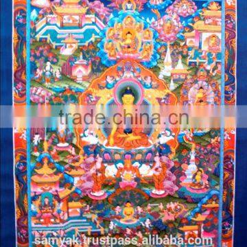 Beautiful High Quality Budhha Life Thangka Handpainted in Nepal