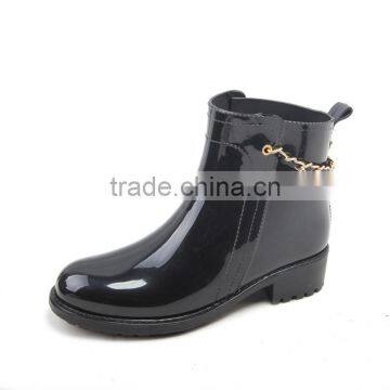 Shining Black Chelsea Rain Boots for Women Retail photo-4