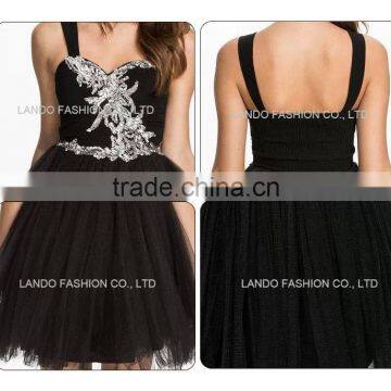 2014 Lades Silver Embroidered Chiffon Embroidered Dress photo-6